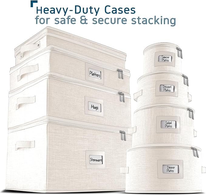 Fine China Storage Containers, 5 Piece Quilted Dish Storage Containers - Image 9