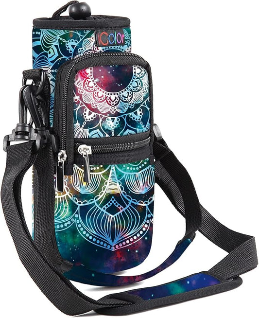icolor Water Bottle Carrier Bag with Strap 25/32/40 oz Crossbody Bottle Holder with Phone Pocket Sling Sleeve Insulated Neoprene Water Bottle Pouch for Walking Travelling