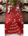 Red Christmas Table Runner 120 Inches Long, Xmas Tree Balls Snowflake Table by Unknown