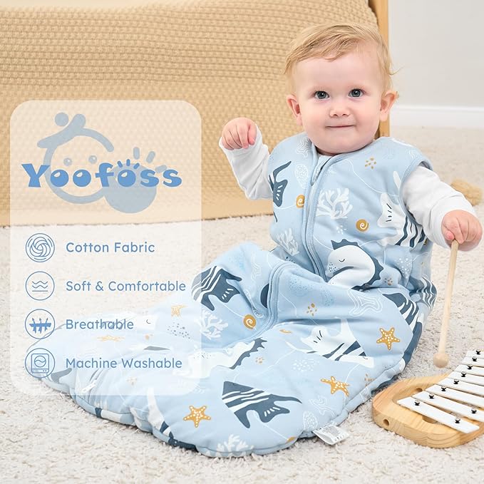 Yoofoss Baby Sleep Sack 18-24 Months, TOG 2.5 Baby Wearable Blanket with 2-Way Zipper, 100% Organic Cotton Fabric Winter Newborn Sleeping Sack, Warm Soft Comfy