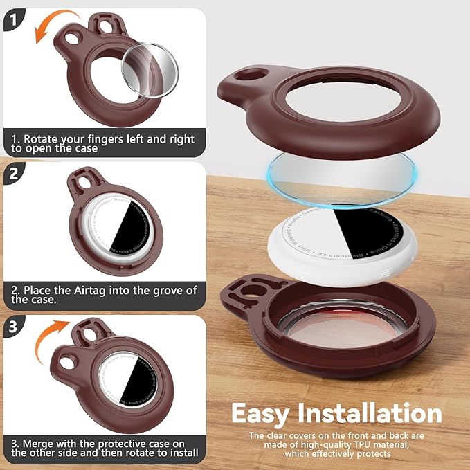 Upgrade Waterproof Airtags Holder with Apple Airtags Keychain, Hard PC Air Tag Case, Anti-Scratch & Shock Air tag Holder,Men's Women's Keyrings & Keychains, for Dog,Car Key,Luggage -Wine Red