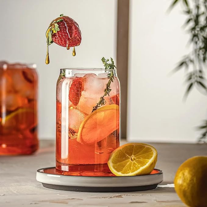 Le'raze Set of 6 Patented Can Shaped® Drinking Glasses - 16oz Clear Goblet - Image 2