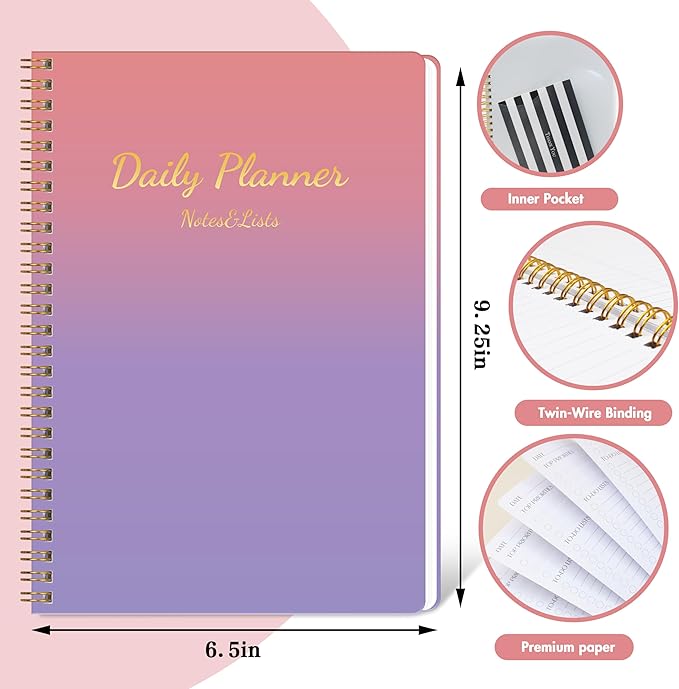 Cute Daily Planner Undated & To Do List Notebook for Work: With Hourly Schedule, 80 days Day on a Page Planner for Life Tasks - Day & Hour Agenda, Organizer Journal For Women or Men