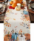 Orange Blue Pumpkin Fall Table Runner 72 Inches Long, Thanksgiving Eucalyptus by Unknown