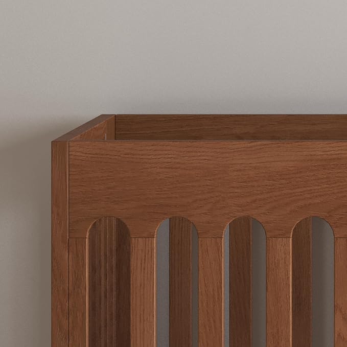 Foundations Boutique Folding Mini Baby Crib - Compact, Portable, Wooden Hotel Crib, Foldable Compact Cribs for Baby & Toddlers - Includes 3" Foam Mattress - Cherry