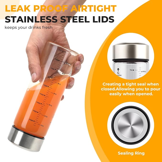 Sursip Wide Mouth Borosilicate Glass Juice Bottles 16oz 4 Pack - Image 5