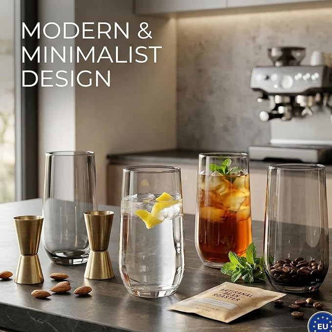 Grey Drinking Glasses Set of 6 | Translucent Black Glassware | 16 oz Smoked - Image 3