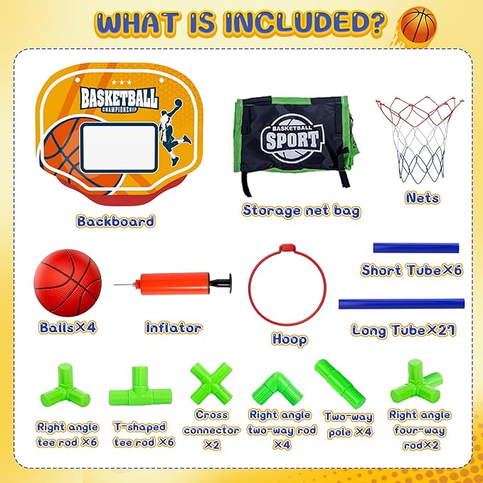 EagleStone Arcade Basketball Hoop Game Indoor, Ajustable Height Indoor Basketball Hoop with 4 Balls Storage Design for Kids,Perfect Sports Outdoor Play Toys for Kids Age 3 to 12 Years