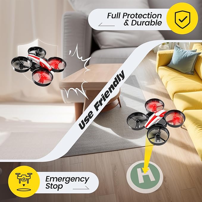 Holy Stone Mini Drone for Kids and Beginners RC Nano Quadcopter Indoor Small Helicopter Plane with Auto Hovering, 3D Flips, Headless Mode and 3 Batteries, Great Gift Toy for Boys and Girls, HS210 Red