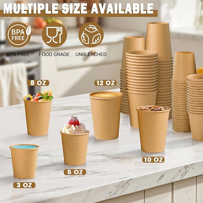 Lamosi 600 Pack 3 OZ Kraft Paper Cups, Disposable Bathroom Cups | Small - Image 5