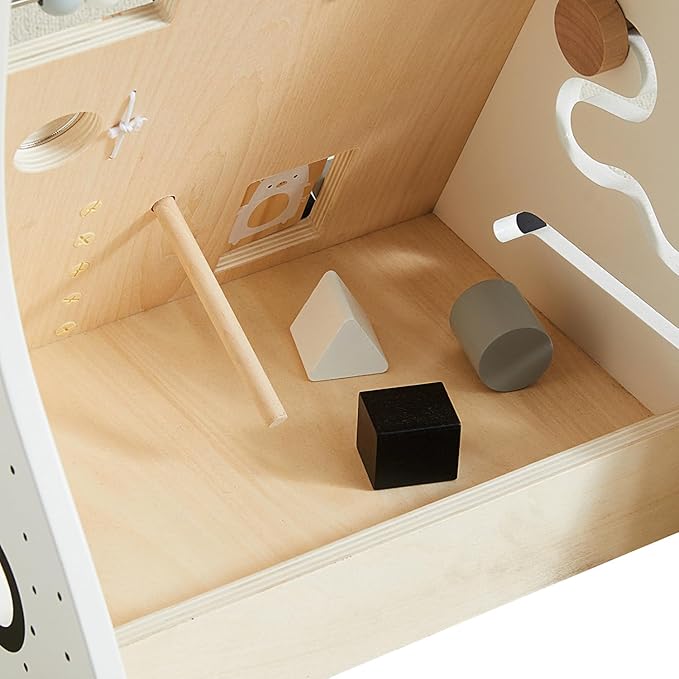 Beright Wooden Baby Walker Push and Pull Learning Activity Walker Kids’ Activity Toy Multiple Activities Center Develops Motor Skills & Stimulates Creativity (Natural)