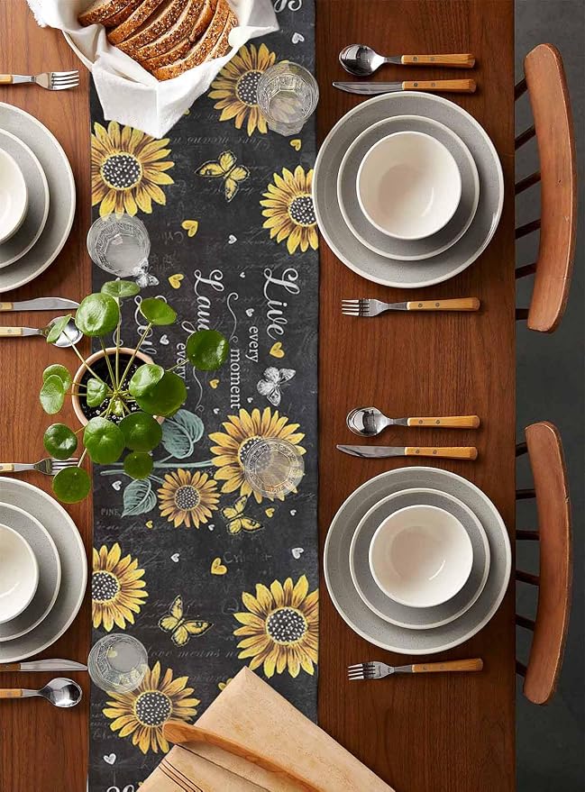 Retro Sunflower Table Runners 90 Inches Long, Spring Summer Farmhouse Table - Image 5