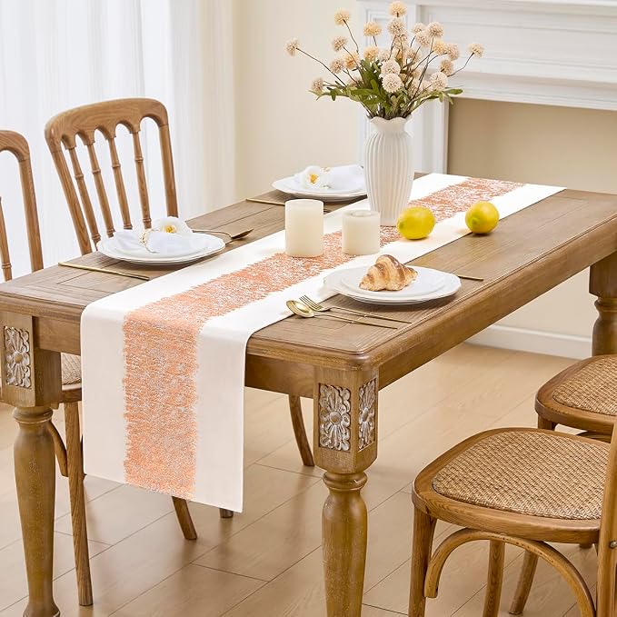 Metallic Style Rose Gold Table Runner, Table Runners 48 Inches Long | Cotton - Image 2