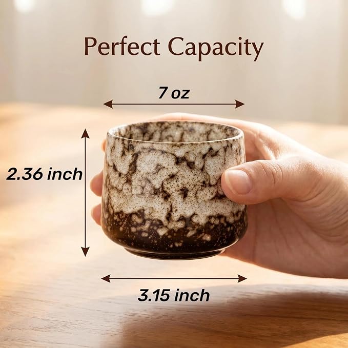 Japanese Tea Cups Set of 4pcs, 7oz Elegant Ceramic Matcha Cups - Image 3