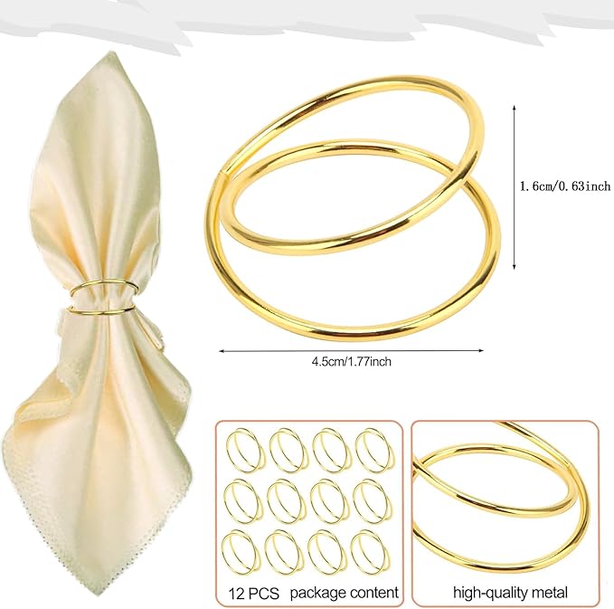 Gold Napkin Rings-12 PCS Metal Spiral Napkin Rings | Napkin Holders Buckles - Image 2
