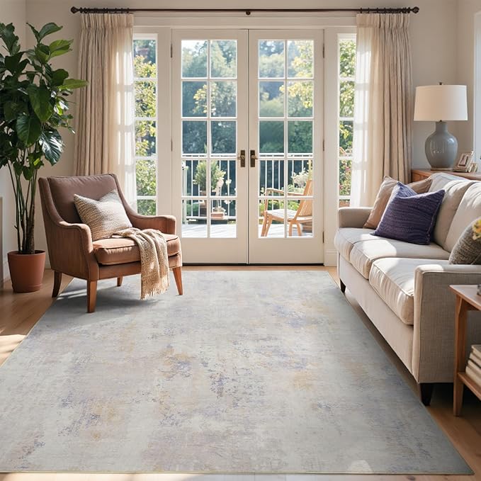 4x6 Ft Area Rugs for Living Room, Soft Non-Slip Washable Rugs Modern Abstract by Cuzwlovita