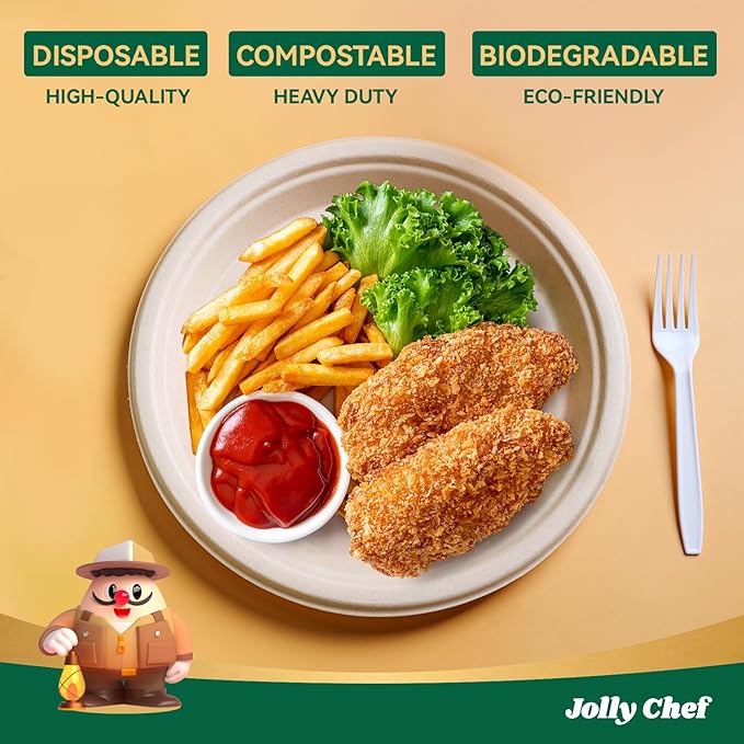 Compostable Heavy Duty Plates   Eco-Friendly Disposable Paper - Image 3