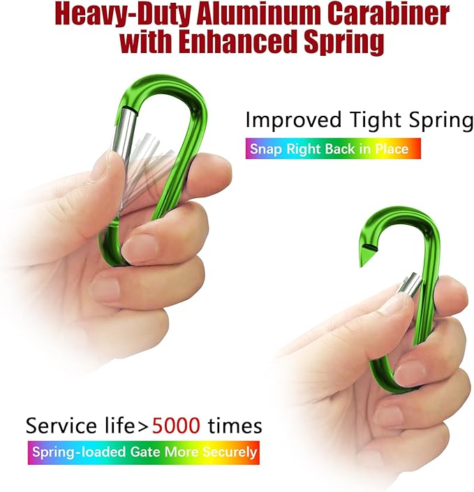 sprookber 4" & 5" Extra Large Aluminum Carabiner D Ring, Caribeener Clips, Spring Snap Hook for Keychain Clip, Set of 4