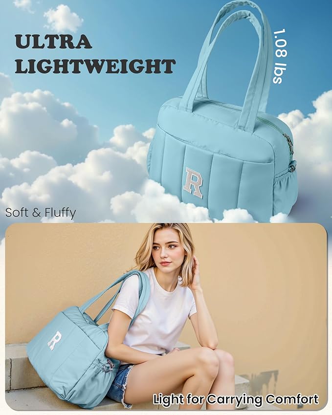 Duffle Bag, Weekender Bags for Girl，Initial Overnight Bag with Wet Pocket，Lightweight Dance Bags Personalized Gymnastics bag with Makeup Pouch-Birthday Gifts for 10 11 12 13 Year Old Girls