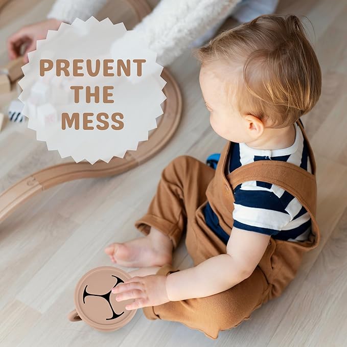 Snack Containers for Toddlers, Kids - 2 Pack Food Grade Silicone Snack Cups with Grip Handle (Blush/Mauve)