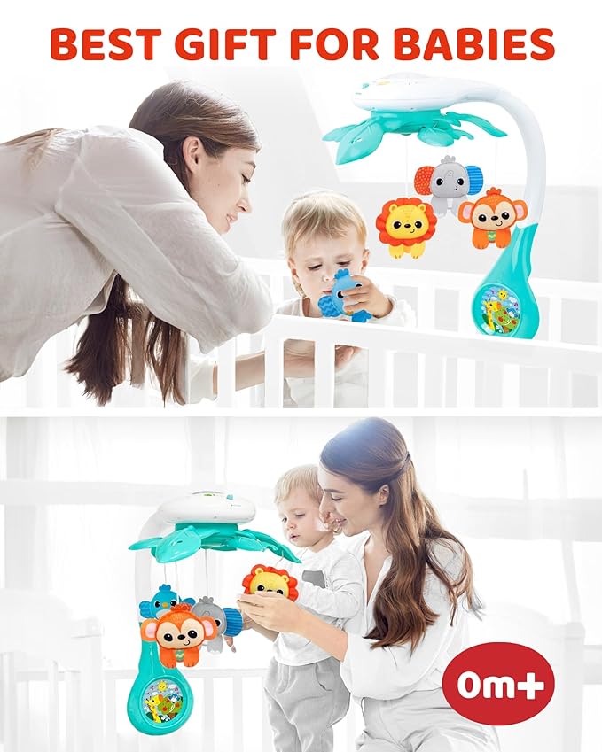 KiddoLab Baby Crib Mobile with Relaxing Music. Includes Ceiling Light Projector with Stars, Animals. Musical Crib Mobile with Timer. Nursery Toys for Babies Ages 0 and Older (New 2025 Model)
