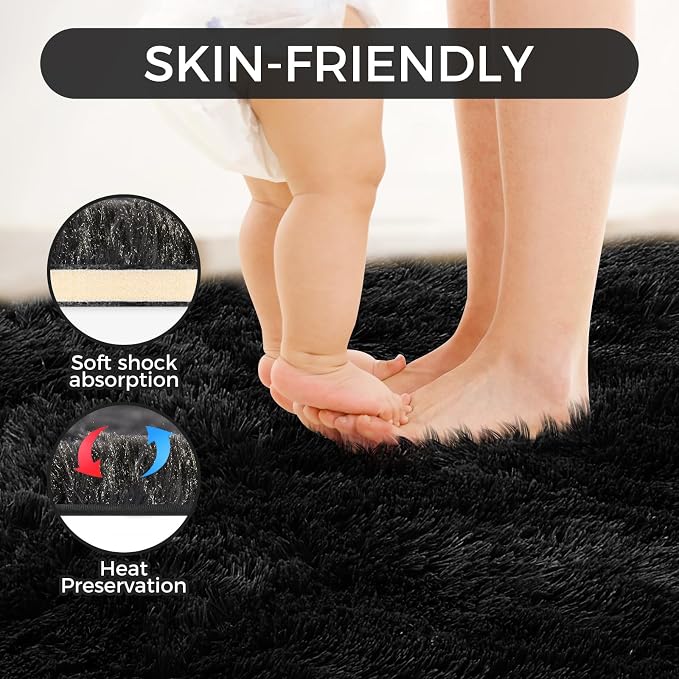 Ultra Soft Rug for Living Room, 8X10 Fluffy Shag Area Rug for Bedroom, Modern - Image 2
