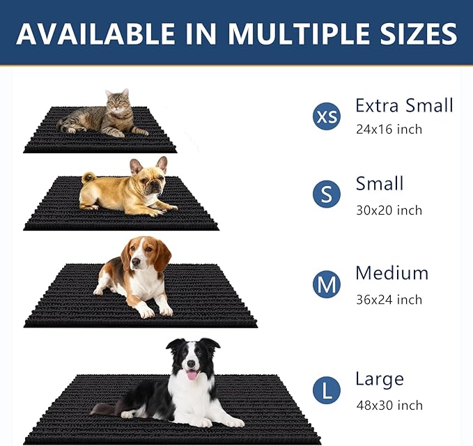 Smiry Dog Door Mat for Muddy Paws 47x20, Absorbent Dirt Trapper, Non-Slip - Image 3