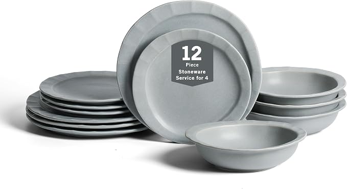 Stone Lain Oasis 12-Piece Dinnerware Set Stoneware, Dishwasher and Microwave by Unknown