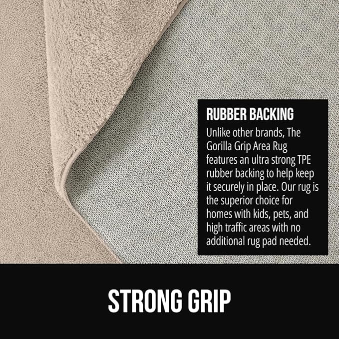 GORILLA GRIP Slip Resistant Soft Washable Stain Resistant Area Rug, Plush Thick - Image 3