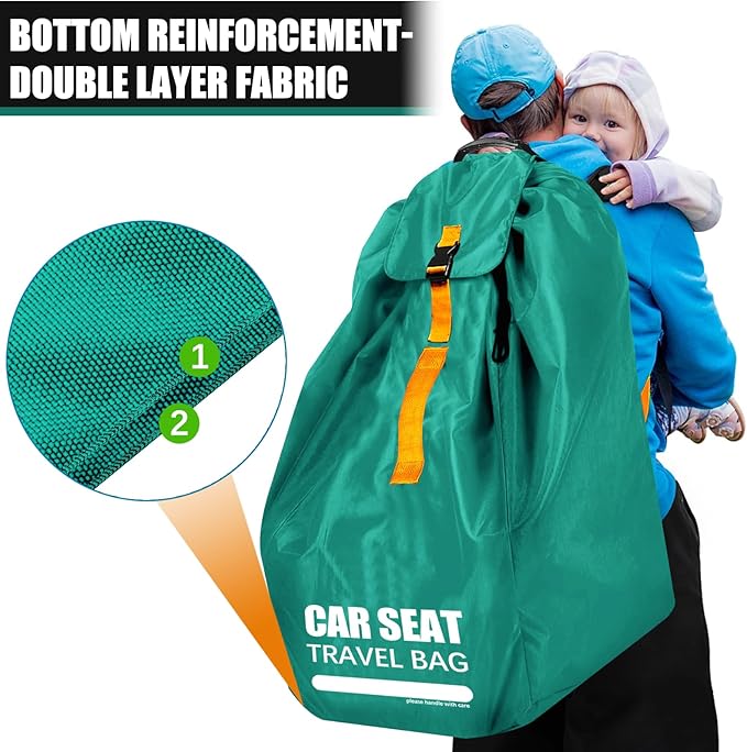 Car Seat Travel Bag for Airplane, Large Car Seat Bags for Air Travel with Comfort Padded Straps, Gate Check Storage Bag/Backpack for Carseat Airport, Carseat Cover Travel - Baby Travel Essential
