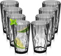 Top-spring 16 Oz Reusable Plastic Water Tumbler 8pcs Smoky Gray BPA Free | by Top-spring