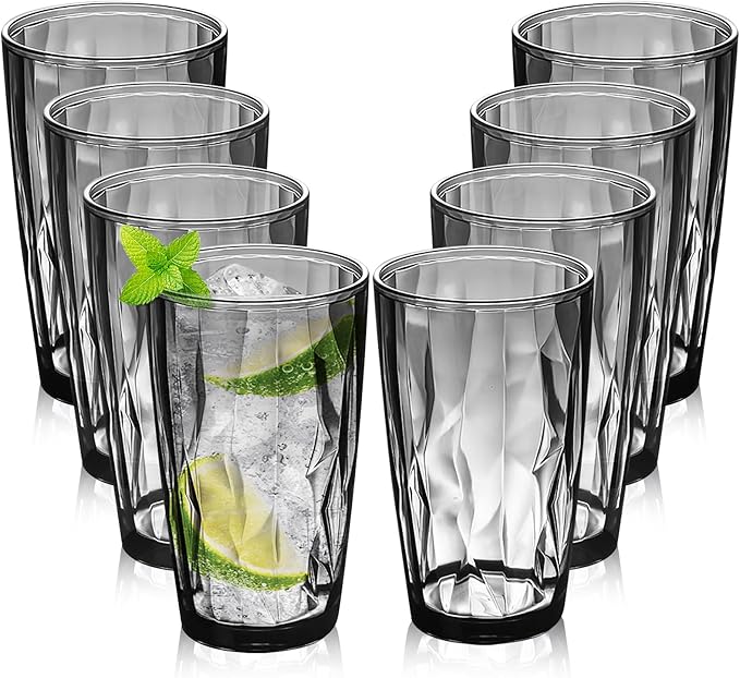 Top-spring 16 Oz Reusable Plastic Water Tumbler 8pcs Smoky Gray BPA Free | by Top-spring