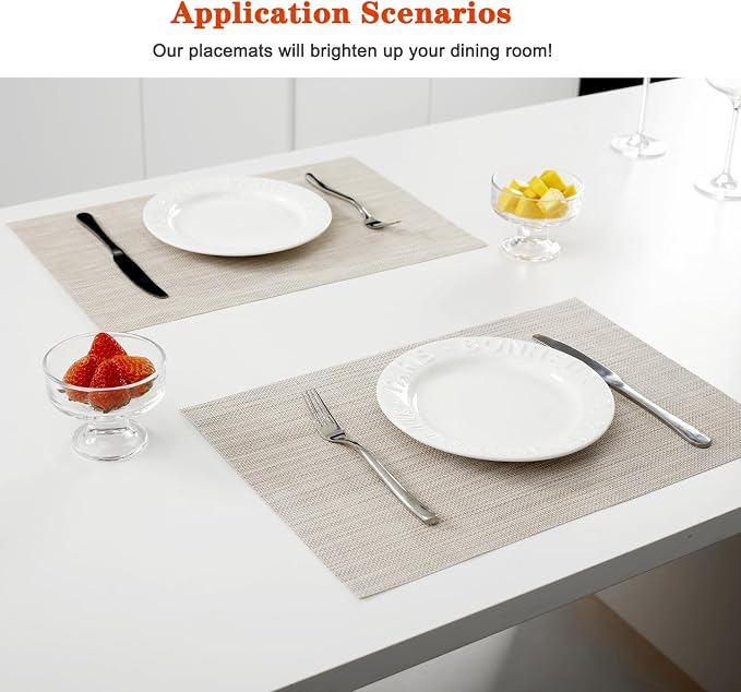 Placemats Set of 12, Vinyl PVC Heat Resistant Washable Placemats Set, Non Slip - Image 2