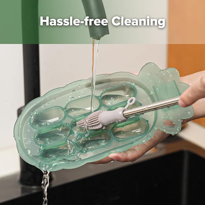 Haakaa Silicone Nibble Freezer Tray -Breastmilk Teething Popsicle Mold - Baby Fruit Food Feeder Teether Tray - Baby Food Maker - Ice Cube Tray - 4 Months+ Babies - BPA Free Silicone -Green