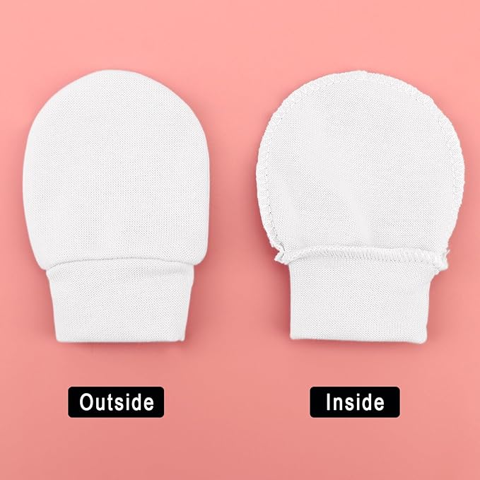 Newborn Baby Mittens No Scratch Cotton Elastic Wrist Gloves Infant Toddler Mittens for Baby Boy Girl 0-6 Months