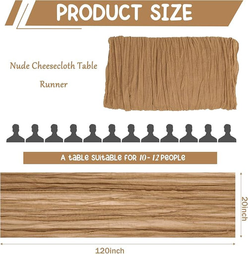 10 Pack Nude Cheesecloth Table Runner 10FT Boho Gauze Fabric Table Runner - Image 2