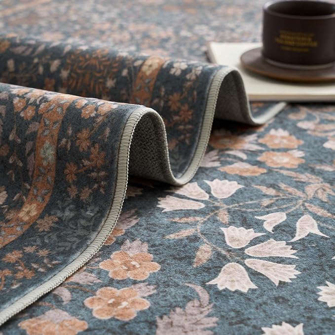 jinchan Zenith Floral 3x5 Area Rug Machine Washable Soft Low-Pile Non-Slip - Image 8