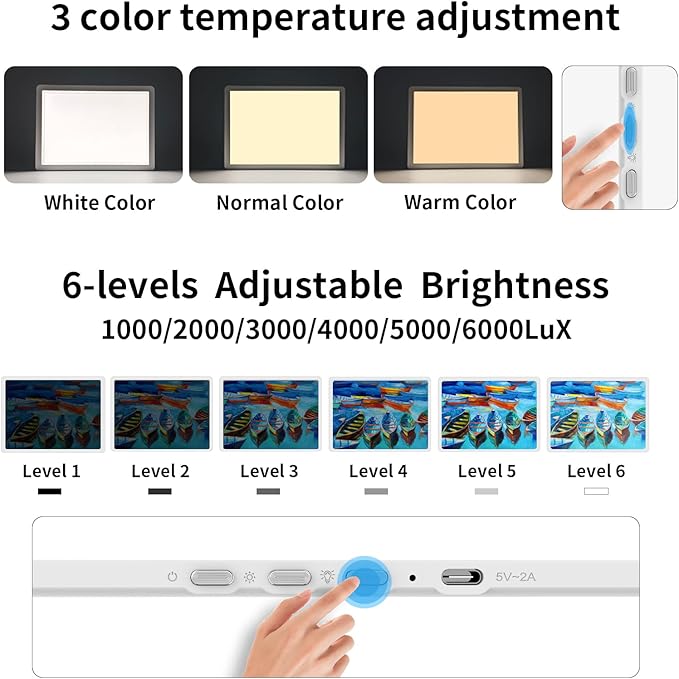 TOHETO A3 Light Board for Diamond Painting, Super Bright Magnetic Light Pad with Side Buttons, Lightbox for Tracing and Drawing, Corded Light Table for Sketching, Animation, Weeding Vinyl (White)