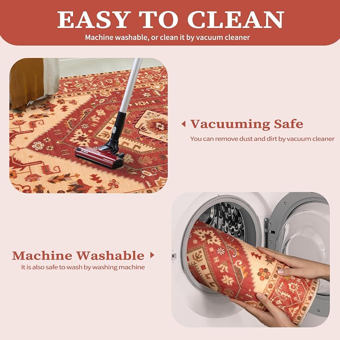 SERISSA 6x9 Area Rugs for Living Room, Large Washable Non-Slip Boho Rug - Image 3