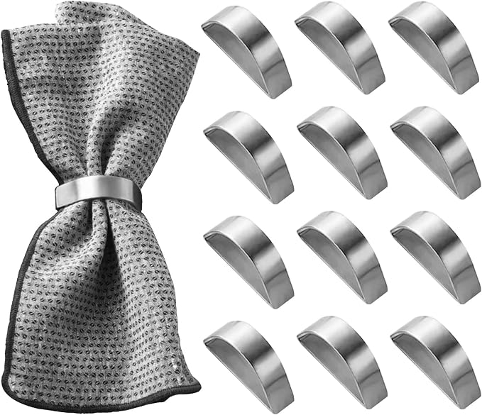 Wonlex Napkin Rings Set of 8, Metallic Silver Napkin Ring Holder Glossy by wonlex