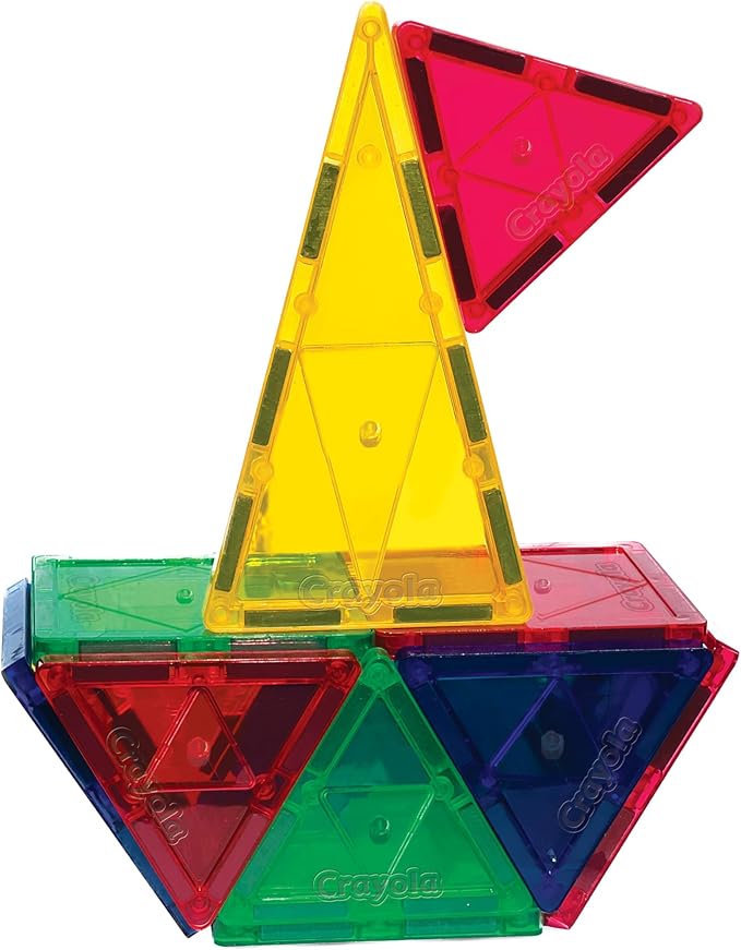 CreateOn Crayola Bold Magnetic Tiles, Building Set for Kids, Magnetic Tiles, Kids’ Building Toys, STEM and Montessori Toys for Boys and Girls Ages 3+, 24-Piece Set (Bold)