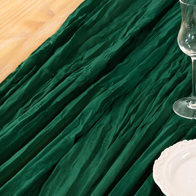 DeZerlor Emerald Green Cheesecloth Table Runners 10 Pack Christmas Runners | - Image 6