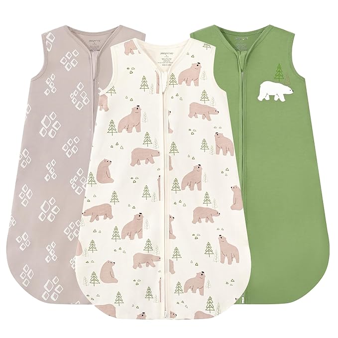 JELLYMONI Baby Sleep Sack 6-12 Months, 100% Cotton 3 Pack 0.5 TOG Baby Wearable Blanket Infant Sleep Sack with 2-Way Zipper Newborn Sleep Sacks