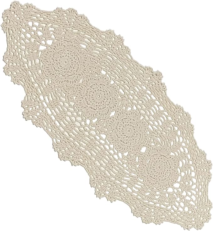 Phantomon Oval Lace Table Runner Doilies Floral Table Scarf Furniture Cloth by Phantomon