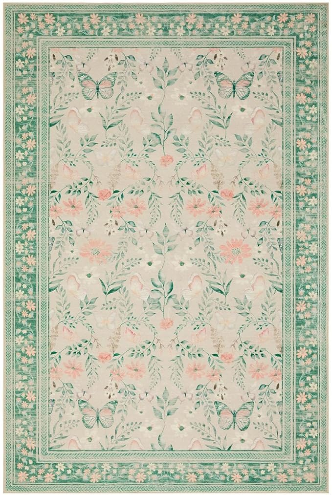 Rugxara Floral Rug for Living Room Bedroom, 4x6 Washable Rug, Large Non Slip - Image 10