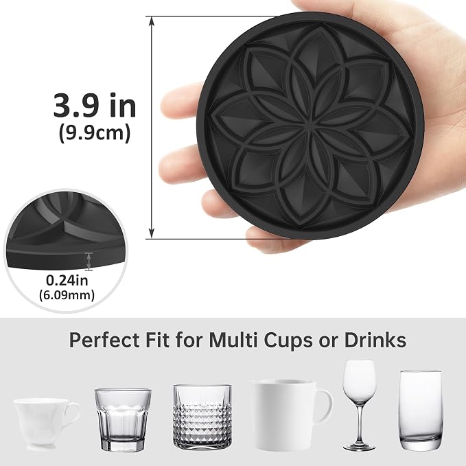 HFHOME Silicone Coasters Set for Drinks - Image 2