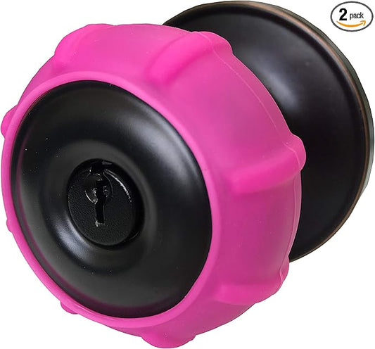Enjoy Cover - 2 Pack Silicone Door knob Grips Maximum Grip Nonslip Arthritis & Senior Living Aids Grippy Easy Open Fits All Door Knob Universal Size Decorative (Hot Pink)