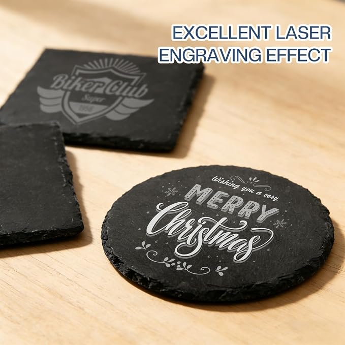 72 Pieces Slate Coasters, Diameter Size 4 inch Black Coasters Stone Coaster Set - Image 7