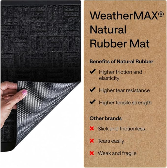 GORILLA GRIP 100% Waterproof All-Season WeatherMAX Doormat US Designed Natural - Image 6