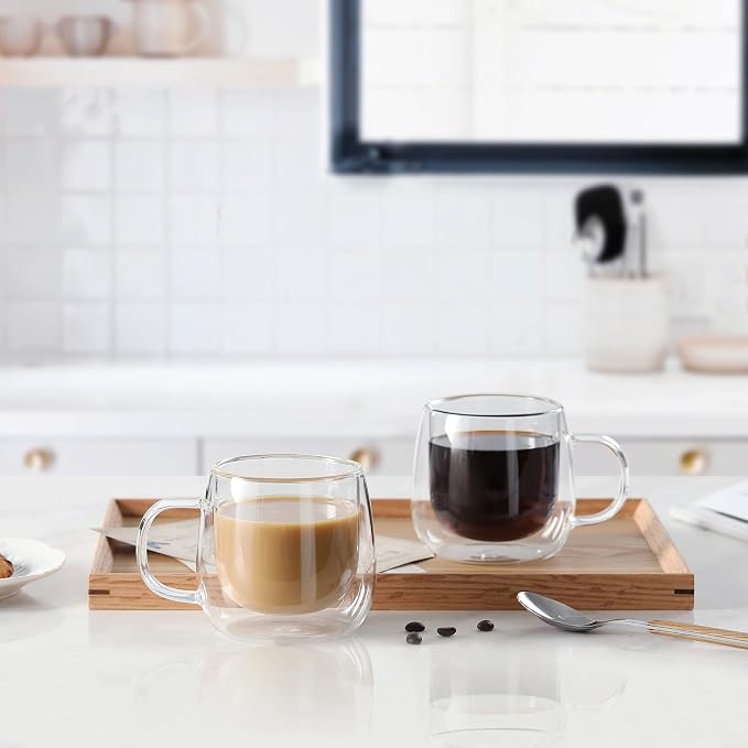 CNGLASS 10oz Double Walled Glass Coffee Mugs, Glass Espresso Mugs - Image 4